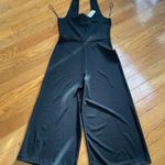 River Island  black cropped pants wide leg jumpsuit romper Sz 10 Medium Photo 6