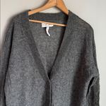 Apiece Apart  SOFTEST TISSUE WEIGHT CASHMERE SILK CARDIGAN IN CHARCOAL MEDIUM Photo 4