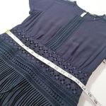 Maje Reia Nuit Sheer Lace Fringe Mini Dress Dark Blue Photo 6