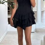 Revolve Black Cutout Ruffle Tiered Mini Bodycon Flare Sexy Night Out Dress Photo 0