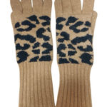 NEW J.Crew Tan Wool Supersoft Yarn Leopard Animal Print Knit Texting Gloves OS Photo 0