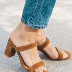 Soludos  Ines Sandals Womens 9.5 Suede Boho Festival Block Heels Slip On Walnut Photo 0