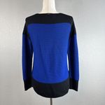 St. John Womens Bateau Neck Sweater Size 8 Cobalt Blue Black Wool Santana Knit Photo 4