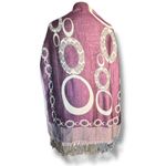 None Purple Reversible Geometric Circle Print Fringe Shawl Scarf Wrap Versatile Photo 1