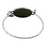 Inspirational "I Am Blessed" Oval Charm Bangle Bracelet Religious Cross Pendant Silver Photo 4