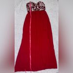 Chic Flowy Strapless Red and White Maxi Dress Size L Photo 1