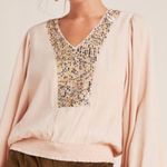 Anthropologie Maeve Kristie Sequined Peasant Blouse Top Boho Luxe Resort-wear XS Photo 13