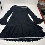 Shani Tiered Flounce Double Ruffle Lace Dress Womens SZ 10 Black Long Sleeve NEW Photo 10