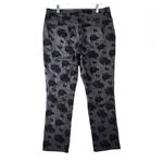 Chico's  Platinum Denim Gray Jeans Black Velvet Roses Size 1.5 / US 10 Photo 9