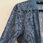 ZARA  Lace Bomber Jacket -‎ Dusty Blue, Size Small Photo 2