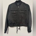 Kendall + Kylie KENDALL & KELIE RICH BLACK LASER CUT BOMBER JACKET LINED POCKETS, SIZE XS Photo 0