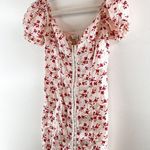 Urban Outfitters Britney Hook & Eye Puff Short Sleeve Mini Dress White Red Small Photo 9