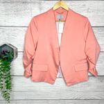 NWT Pink Ruched Sleeve Open Front Cropped Blazer Jacket Size 12 Large Photo 9