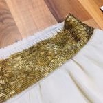 Gianni Bini NWT  XS Cream Gold Beaded Belt Mini Skirt Layered Flare Summer Photo 5
