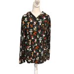 LA Soul Mushroom Garden Print Hoodie Womens Size Large Front Pocket Cotton Blend Black Photo 1