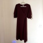 ASOS  burgundy short sleeve ribbed sweater wrap dress size 10 Photo 1