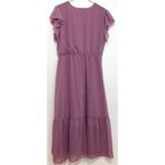 FASHION Midi Tiered Swiss Dot Dress Lilac Lavender Purple Faux Wrap Work NO BELT Size XL Photo 11