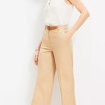 Loft Women’s  Stovepipe Pants In Twill 10 Beige Ivory NWT Faux Leather Brown Belt Photo 0