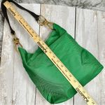 Vibrant Green Nylon Hobo Shoulder Bag Black Strap Gold Hardware Tote Bold Bright Photo 11