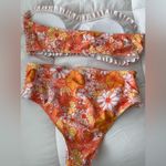 Orange floral ribbed bikini set Size L Photo 1