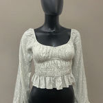 Hollister  green‎ floral smock shirt, off the shoulders, long sleeve, size XS Photo 0