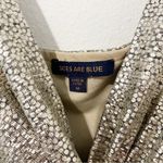 Skies Are Blue Metallic Long Sleeve Gold Cocktail Dress Party Size Medium M Photo 5