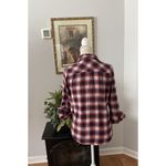 Love Note Love Notes Women 3/4 Tab Roll Sleeve Blouse L Plaid Button Down Collared Pocket Photo 3