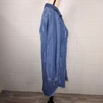 Cloth & Stone Anthropologie Women's Denim Blue Chambray Shirt Dress Fray Edge Photo 4