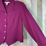 Dress Barn Cranberry Small 100% Rayon Button Front Long Sleeve Button Cuff Shirt Photo 2