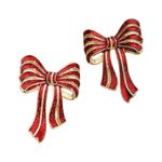 Elegant Red Bow Earrings Photo 0