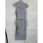 Splendid Striped Cropped Jumpsuit Women XS White Blue Straight Leg Beach Linen Photo 1