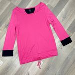 Talbots Chinch Hem Long Sleeve T Shirt Pink Navy Blue Medium Photo 11