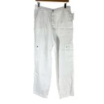 Bella Dahl  White Linen Pleated Cargo Pants Size Medium Minimalist Casual Photo 2