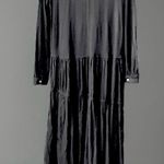 Free People  Beach NWOT Jilly Linen Blend Tiered Black Oversized Midi Dress, XS Photo 9