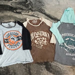 American Fighter Women's Graphic Raglan Top - Black and Gray Photo 0