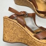 B.O.C. Brown Leather Strappy Cork Wedge Sandals Womens 6 Beachy Strappy Heels Tan Photo 1