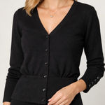 Grace Karin  Black Button Front Cardigan Sweater Size M(C39) Photo 0