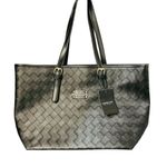 London Fog , Black Woven Tote Bag with Gold Hardware Casual Handbag Photo 4