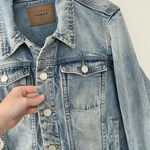 BLANK NYC Shark Bite Distressed Denim Jacket Shark Bite/Blue Size L Retail $98 Photo 10