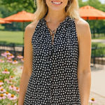 Max edition Size M Sleeveless Top Blouse Shirt Chiffon Lined Black Dots Photo 0