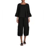 Bryn Walker Fran Basic Light Linen Round Neck Ruffle 3/4 Bell Sleeve Top Size L Photo 1