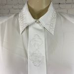 Vintage Yves St Clair White Beaded Blouse 10P M Petite Photo 2