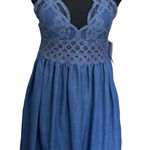 Hummingbird Humminbird Boho Lace Mini Dress Ooh La Luxe Destiny Navy Size Large Pockets Photo 0