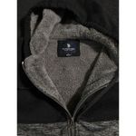 U.S. Polo Assn. Black/Gray Zip Up Fleece Hood Jacket Size L Zip Pocket Logo Sherpa Photo 6