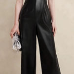 Banana Republic  faux Leather Jumpsuit Black 10 Photo 0
