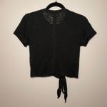 Lululemon Black Heathered Front Tie Short Sleeve T-Shirt Cropped Women's size 2 Photo 6
