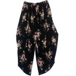 American Rag Black Floral Wide-Leg Pants with Side Slits and Waist Tie Photo 5
