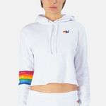 Aviator Nation Rainbow Sleeve Crop White Hoodie Photo 0