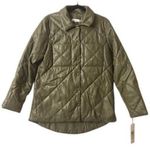 Calvin Klein Faux Leather Jacket M Quilted Olive Green Luxe Buttery Soft Neutral Photo 0