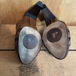 Biviel Brown Leather Western Mule Clog Peep Toe Wooden Heels Sz Size 9 Photo 3